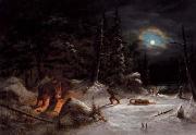 Cornelius Krieghoff Indian Hunters Camp, Moonlight Germany oil painting artist